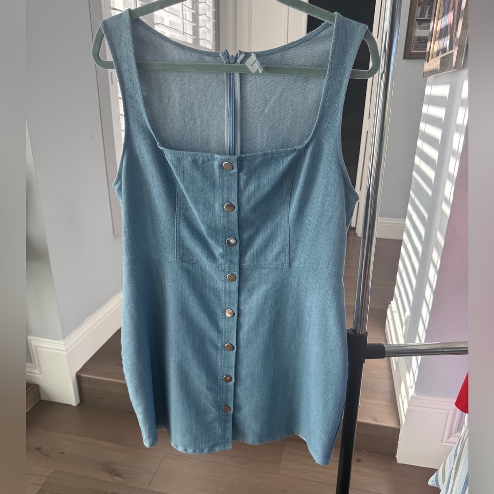 superdown Blue Button-Front Mini Dress
